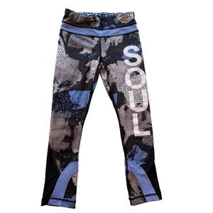 Lululemon for Soul Cycle capri leggings Womens size 2 Blue Black Inspire Crop II